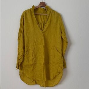 CP Shades Teton Linen Tunic Long Sleeve Shirt Top Size Medium M Yellow Spring